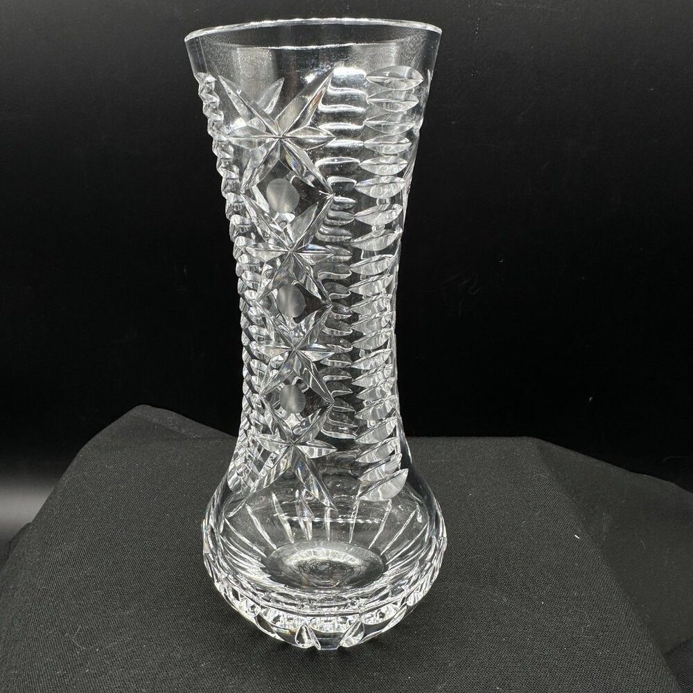 Vtg Lead Crystal Vase Bleikristall Made in Germany Hand Cut Star Heavy 7"